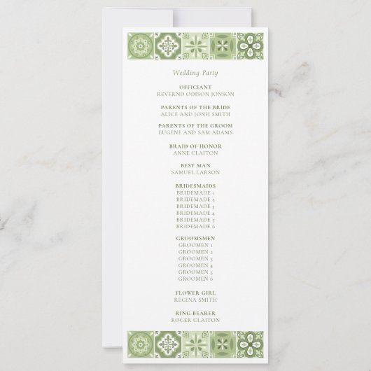 GROEN SPAANS TEGELS PROGRAMMA (Achterkant)