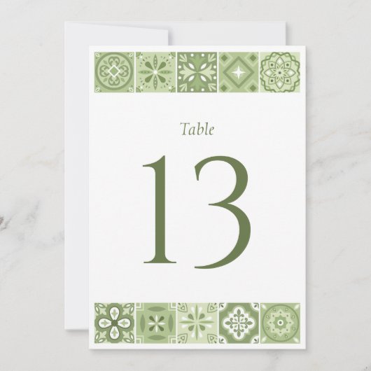 Groen Spaans tegels tabelnummer Aankondiging (Voorkant)