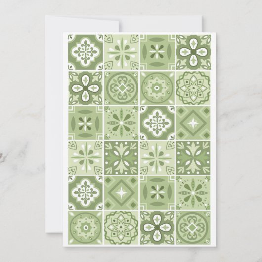 Groen Spaans tegels uitnodiging (Achterkant)