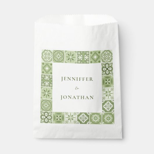 Groen Spaans tegels uitnodiging Bedankzakje (Voorkant)