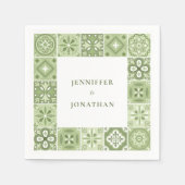 Groen Spaans tegels uitnodiging Servet (Voorkant)