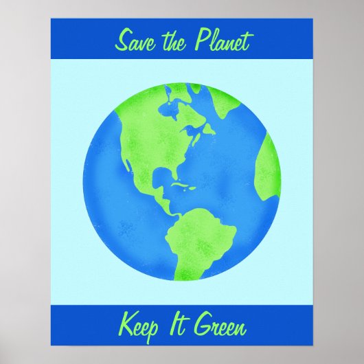 Groen sparen Aarde Blauwe Muur Kunst Poster (Voorkant)