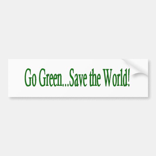 Groen sparen de wereld bumpersticker (Voorkant)