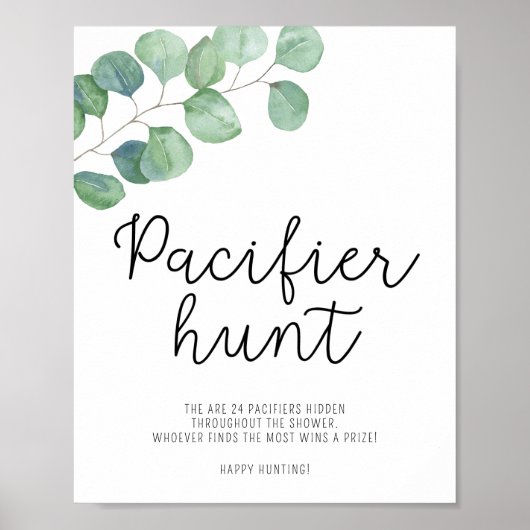 Groen - speen zoek baby shower spel poster (Voorkant)
