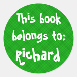 Groen speldenlabel "Dit boek behoort tot" Ronde Sticker