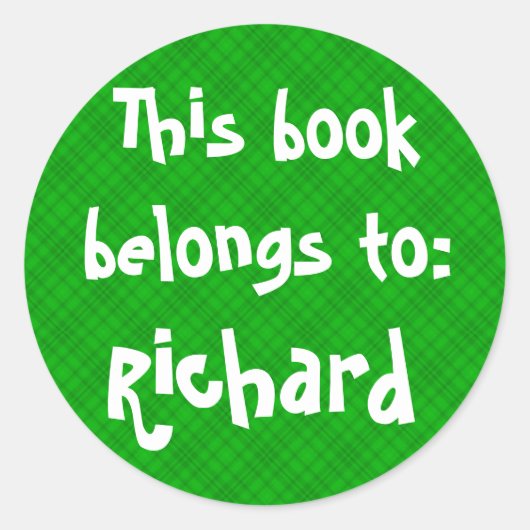Groen speldenlabel "Dit boek behoort tot" Ronde Sticker (Voorkant)