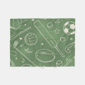 Groen sportpatroon fleece deken (Voorkant (Horizontaal))