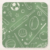 Groen sportpatroon kartonnen onderzetters (Voorkant)