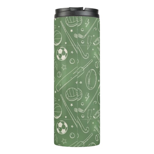 Groen sportpatroon thermosbeker (Achterkant)