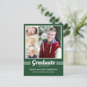 Groen Sporty multi-Photo Afstuderen Briefkaart (Staand voorkant)