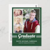 Groen Sporty multi-Photo Afstuderen Briefkaart (Voorkant / Achterkant)