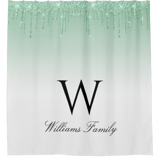 Groen sprankelend glitter douchegordijn (Voorkant)