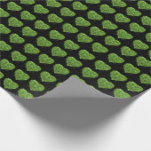Groen sprankelend glitter hartpatroon cadeaupapier (Hoek)