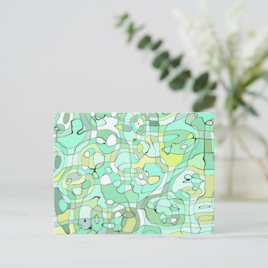 Groen squiggles briefkaart (Staand voorkant)