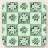 Groen St. Patrick retro shamrock patroon B Bier Onderzetter (Voorkant)