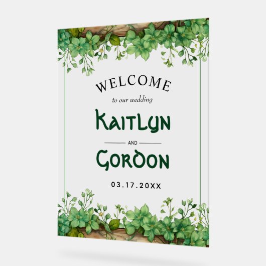 Groen St. Patricks Dag bruiloft welkom Acryl Bord (Hoek)