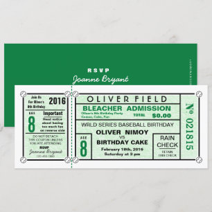 Groen stadion met ticket Baseball Birthday Kaart