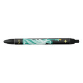 Groen Standbeeld van Liberty Afbeelding & Monogram Zwarte Inkt Pen (Voorkant)