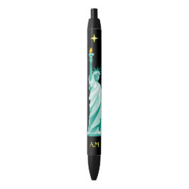 Groen Standbeeld van Liberty Afbeelding & Monogram Zwarte Inkt Pen