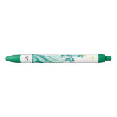 Groen Standbeeld van Liberty Afbeelding & Monogram Zwarte Inkt Pen (Voorkant)