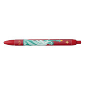 Groen Standbeeld van Liberty Afbeelding & Monogram Zwarte Inkt Pen (Voorkant)