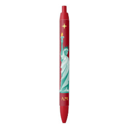 Groen Standbeeld van Liberty Afbeelding & Monogram Zwarte Inkt Pen