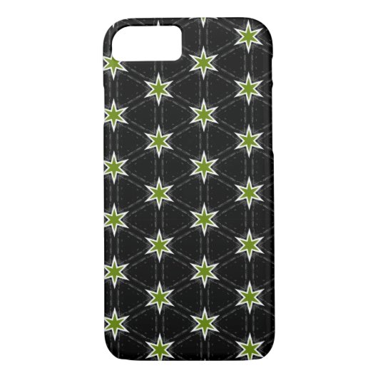 Groen Star-patroon op zwarte achtergrond Case-Mate iPhone Case (Achterkant)