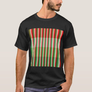 Groen, Star White en Red Stipe Overlay Patroon T-shirt
