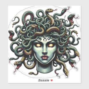 Groen Starende Medusa Kop vol Slangen Sticker
