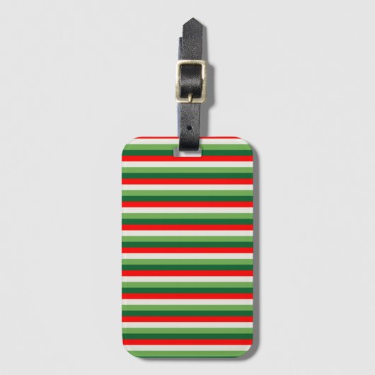 Groen, Ster Wit En Rode Klaver Pinstripes Bagagelabel (Voorkant (verticaal))
