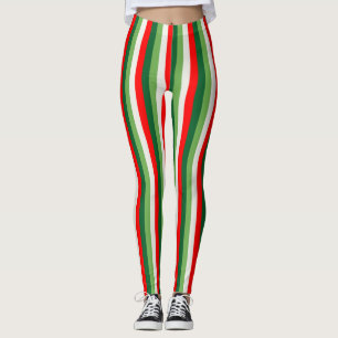 Groen, Ster Wit En Rode Klaver Pinstripes Leggings