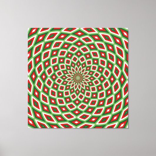 Groen, Ster Wit en Rood Koepel Effect Patroon Canvas Afdruk (Voorkant)