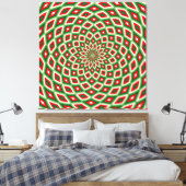 Groen, Ster Wit en Rood Koepel Effect Patroon Canvas Afdruk (Insitu (Slaapkamer))