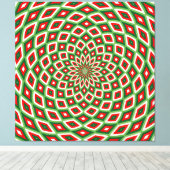 Groen, Ster Wit en Rood Koepel Effect Patroon Canvas Afdruk (Insitu (Houten vloer))