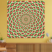 Groen, Ster Wit en Rood Koepel Effect Patroon Canvas Afdruk (Insitu (Woonkamer))