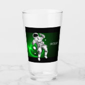 Groen steraxy Astronaut, gepersonaliseerd Glas (Voorkant)