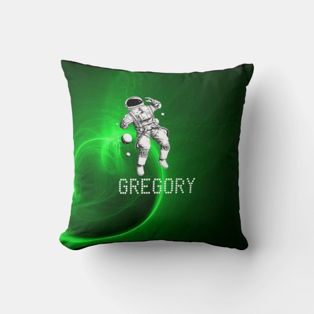 Groen steraxy Astronaut, gepersonaliseerd Kussen (Voorkant)
