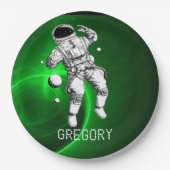 Groen steraxy Astronaut, gepersonaliseerd Papieren Bordje (Voorkant)