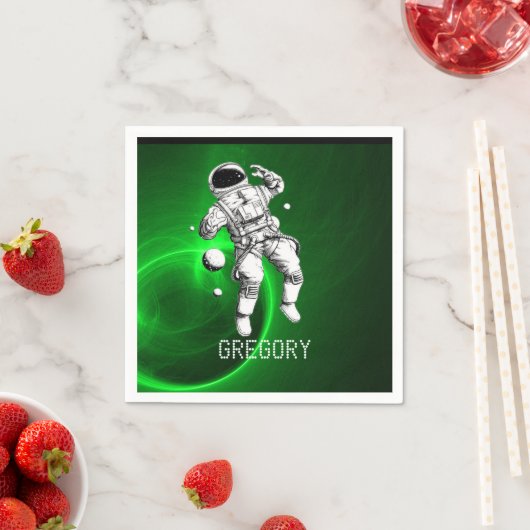 Groen steraxy Astronaut, gepersonaliseerd Servet (Insitu)