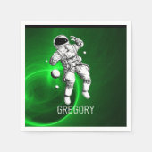 Groen steraxy Astronaut, gepersonaliseerd Servet (Voorkant)