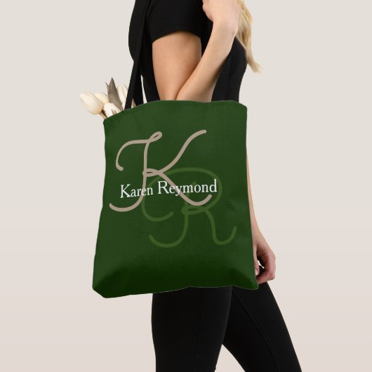 Groen Stijlvol Monogram Tote Bag (Dichtbij)