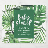 Groen stijlvol tropisch gebladerte modern baby sho likeurfles etiket (Enkel label)