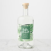 Groen stijlvol tropisch gebladerte modern baby sho likeurfles etiket (Voorkant)