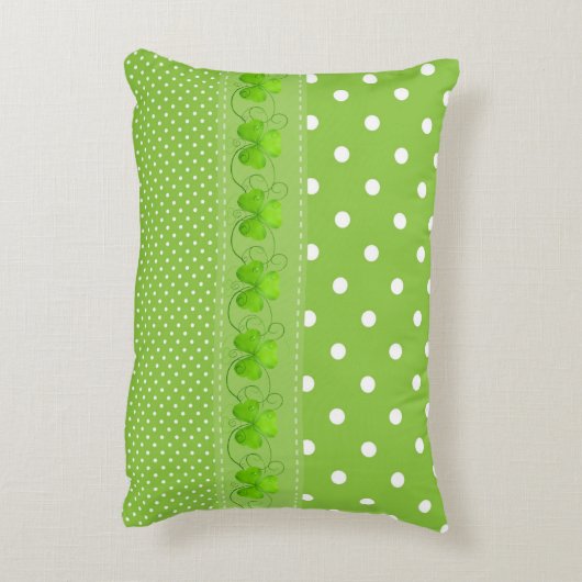 Groen, Stippen en shamrocks Accent Kussen (Achterkant (Verticaal))