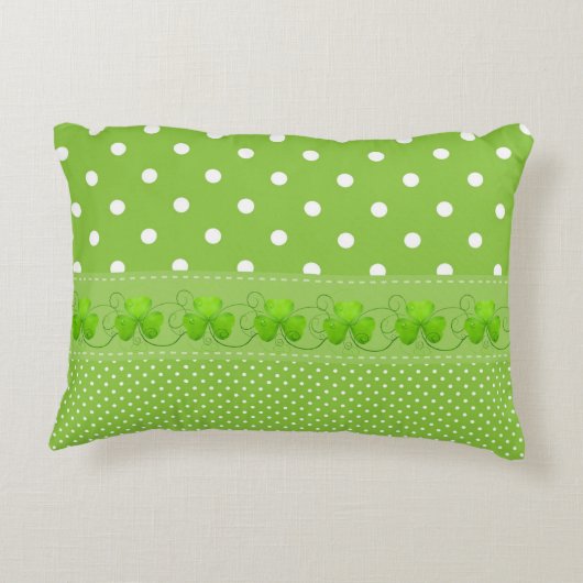 Groen, Stippen en shamrocks Accent Kussen (Achterkant)