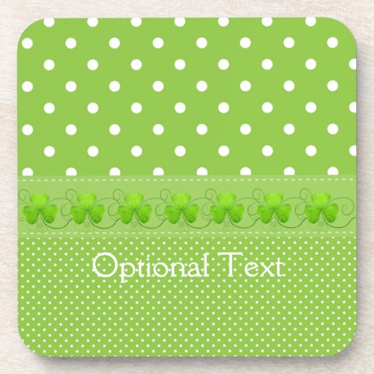 Groen, Stippen en shamrocks Bier Onderzetter (Voorkant)