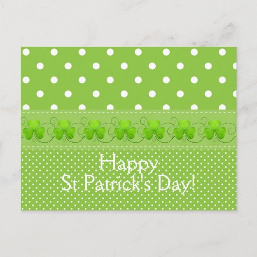 Groen, Stippen en shamrocks Briefkaart (Voorkant)
