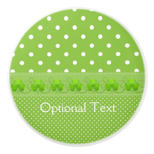 Groen, Stippen en shamrocks Keramische Knop (Voorkant)