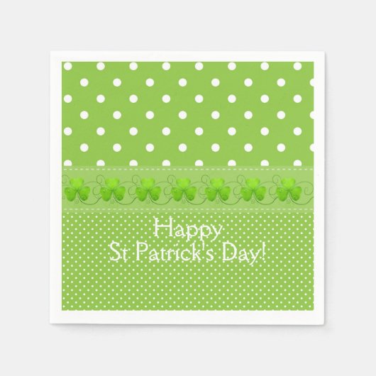 Groen, Stippen en shamrocks Servet (Voorkant)