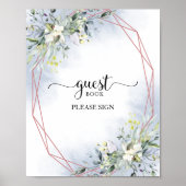Groen Stof Blauw Gastboek Bord Poster (Voorkant)